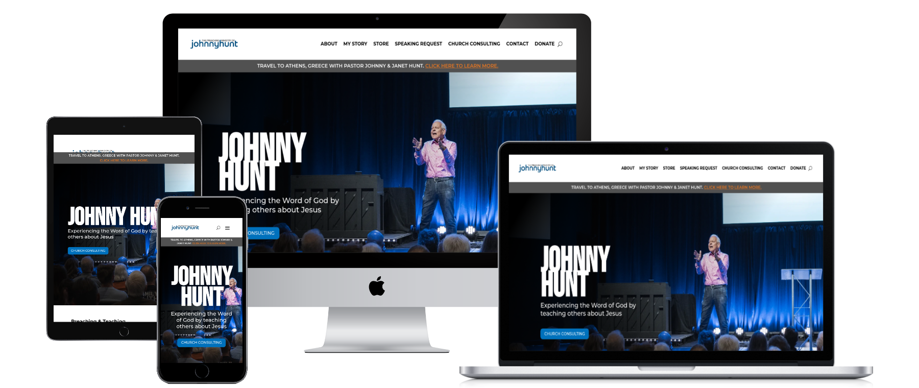 All versions of the Johnny Hunt website