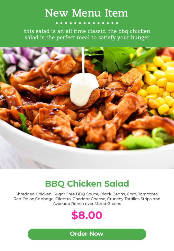 new menu item bbq salad
